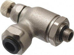 Legris - 8mm Tube OD x 1/8" BSPP Metal Flow Control Regulator - 0 to 145 psi, Buna Nitrile O-Ring & Treated Brass Material - Exact Tool & Supply