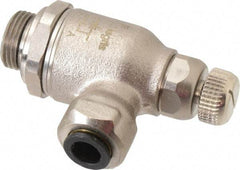 Legris - 8mm Tube OD x 3/8" BSPP Metal Flow Control Regulator - 0 to 145 psi, Buna Nitrile O-Ring & Treated Brass Material - Exact Tool & Supply