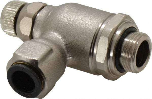 Legris - 10mm Tube OD x 3/8" BSPP Metal Flow Control Regulator - 0 to 145 psi, Buna Nitrile O-Ring & Treated Brass Material - Exact Tool & Supply