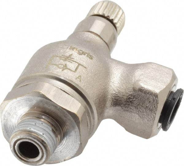 Legris - 1/4" Tube OD x 1/8" NPT Metal Flow Control Regulator - 0 to 145 psi & Treated Brass Material - Exact Tool & Supply