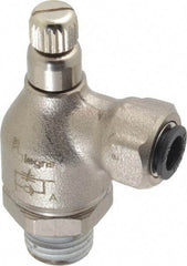 Legris - 1/4" Tube OD x 1/4" NPT Metal Flow Control Regulator - 0 to 145 psi & Treated Brass Material - Exact Tool & Supply