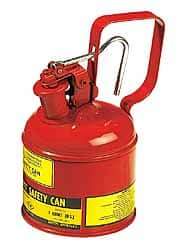 Justrite - 1 Qt Steel Type I Safety Can - 8-1/4" High x 4-3/8" Diam, Red - Exact Tool & Supply