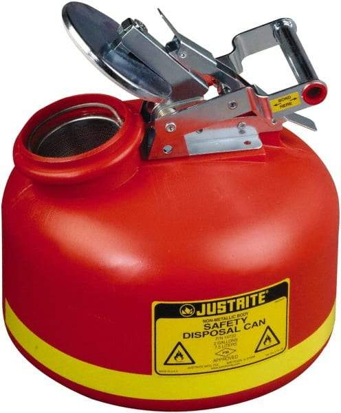 Justrite - Safety Disposal Cans Capacity (Gal.): 2.00 Material: Polyethylene - Exact Tool & Supply