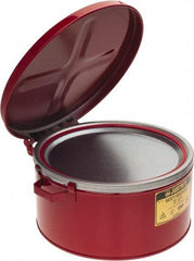 Justrite - 3 Gallon Capacity, Coated Steel, Red Bench Can - 6 Inch High x 13-1/2 Inch Diameter, 12-1/8 Inch Dasher Diameter - Exact Tool & Supply
