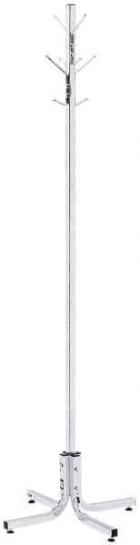 Safco - 4 Hooks, 21-1/2" Long x 21-1/2" Deep, Steel Floor Costumer - 69" High - Exact Tool & Supply