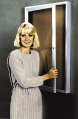 Ghent - 30" Wide x 36" High Enclosed Cork Bulletin Board - Tan - Exact Tool & Supply