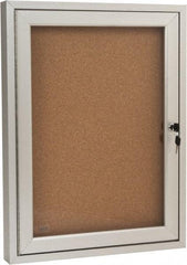 Ghent - 18" Wide x 24" High Enclosed Cork Bulletin Board - Tan - Exact Tool & Supply