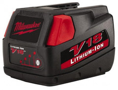 Milwaukee Tool - 18 Volt Lithium-Ion Power Tool Battery - 3 Ahr Capacity, 1 hr Charge Time, Series V18 - Exact Tool & Supply