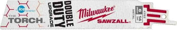 Milwaukee Tool - 6" Long x 1" Thick, Bi-Metal Reciprocating Saw Blade - Straight Profile, 14 TPI, Toothed Edge, Universal Shank - Exact Tool & Supply