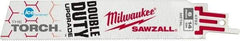 Milwaukee Tool - 6" Long x 1" Thick, Bi-Metal Reciprocating Saw Blade - Straight Profile, 14 TPI, Toothed Edge, Universal Shank - Exact Tool & Supply
