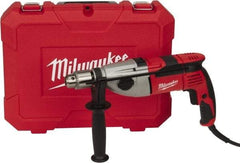Milwaukee Tool - 120 Volt 1/2" Keyed Chuck Electric Hammer Drill - 0 to 24,000 & 0 to 56,000 BPM, 0 to 1,500 & 0 to 3,500 RPM - Exact Tool & Supply