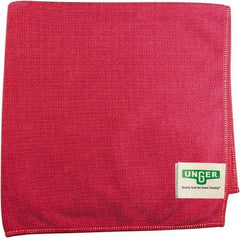 Unger - Flat Fold Microfiber Wipes - 16" x 15" Sheet Size, Red - Exact Tool & Supply