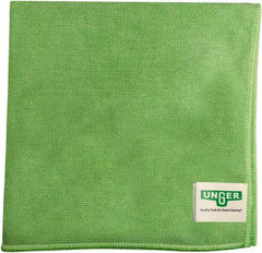 Unger - Flat Fold Microfiber Wipes - 16" x 15" Sheet Size, Green - Exact Tool & Supply