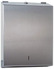 Made in USA - Manual, Stainless Steel Paper Towel Dispenser - 14-1/2" High x 11" Wide x 4" Deep, 2 Sleeves, Silver - Exact Tool & Supply