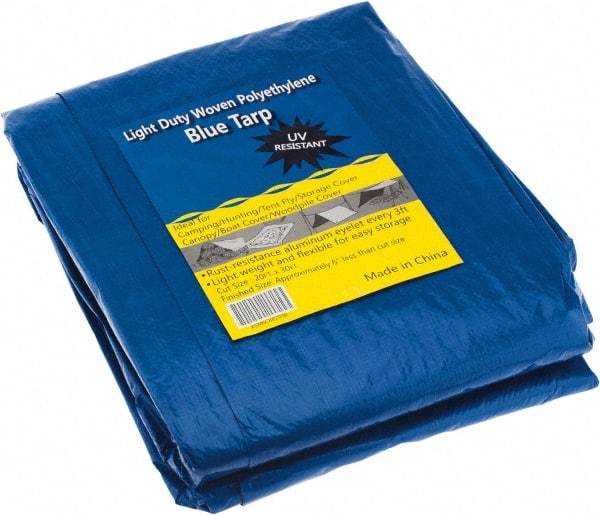 Value Collection - 30' Long x 20' Wide Polyethylene Tarp & Dust Cover - Blue - Exact Tool & Supply