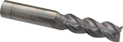 Niagara Cutter - 3/4", 2-1/4" LOC, 3/4" Shank Diam, 5" OAL, 3 Flute, Solid Carbide Square End Mill - Single End, TiCN Finish, Spiral Flute, 45° Helix, Centercutting, Right Hand Cut, Right Hand Flute, Series A345 - Exact Tool & Supply