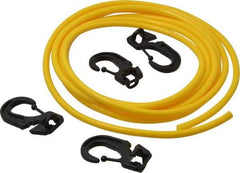 Polyflex - 10' Long x 1/4" Diam, Yellow Tie Down Rope Kit - With 4 Hooks - Exact Tool & Supply