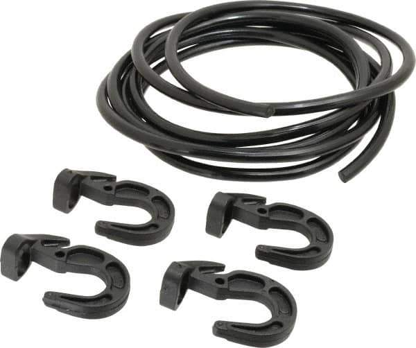 Polyflex - 10' Long x 5/16" Diam, Black Tie Down Rope Kit - With 4 Hooks - Exact Tool & Supply