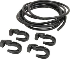 Polyflex - 10' Long x 5/16" Diam, Black Tie Down Rope Kit - With 4 Hooks - Exact Tool & Supply