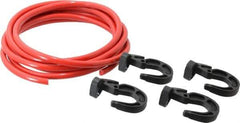 Polyflex - 10' Long x 5/16" Diam, Red Tie Down Rope Kit - With 4 Hooks - Exact Tool & Supply