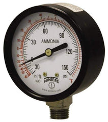 Winters - 4" Dial, 1/4 Thread, 30-0-300 Scale Range, Pressure Gauge - Lower Connection Mount, Accurate to 3-2-3% of Scale - Exact Tool & Supply