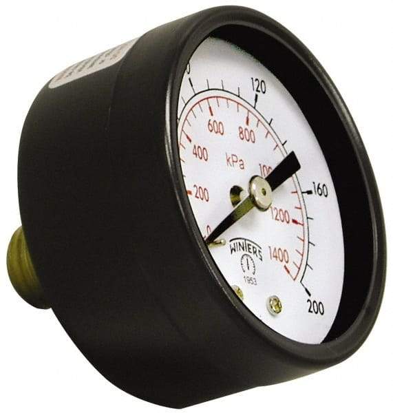 Winters - 2" Dial, 1/4 Thread, 0-160 Scale Range, Pressure Gauge - Center Back Connection Mount, Accurate to 3-2-3% of Scale - Exact Tool & Supply
