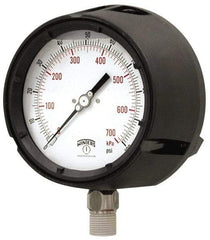 Winters - 4-1/2" Dial, 1/2 Thread, 0-60 Scale Range, Pressure Gauge - Lower Connection Mount, Accurate to 0.5% of Scale - Exact Tool & Supply