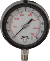 Winters - 4-1/2" Dial, 1/2 Thread, 0-1,000 Scale Range, Pressure Gauge - Lower Connection Mount, Accurate to 0.5% of Scale - Exact Tool & Supply