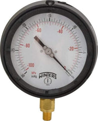 Winters - 4-1/2" Dial, 1/4 Thread, 30-0 Scale Range, Pressure Gauge - Lower Connection Mount, Accurate to 0.5% of Scale - Exact Tool & Supply