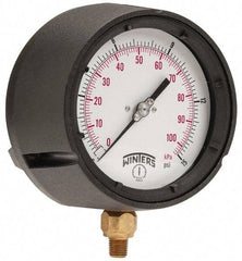 Winters - 4-1/2" Dial, 1/4 Thread, 0-15 Scale Range, Pressure Gauge - Lower Connection Mount, Accurate to 0.5% of Scale - Exact Tool & Supply