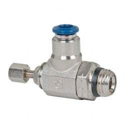 Value Collection - 145 Max psi, Meter Out Screw Adjusted Flow Control Valve - Buna N O Ring, 1/4" Tube Outside Diam - Exact Tool & Supply