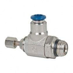 Value Collection - 145 Max psi, Meter Out Screw Adjusted Flow Control Valve - Buna N O Ring, 1/4" Tube Outside Diam - Exact Tool & Supply
