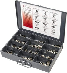 Value Collection - 36 Piece, Push to Connect Fitting Kit - Mixed Universal Threads, 10mm Tube - Exact Tool & Supply