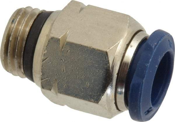 Value Collection - 3/8" Outside Diam, 1/4 Universal, Nickel Plated Brass Push-to-Connect Tube Male Connector - 250 Max psi, Tube to Universal Thread Connection, Buna O-Ring - Exact Tool & Supply