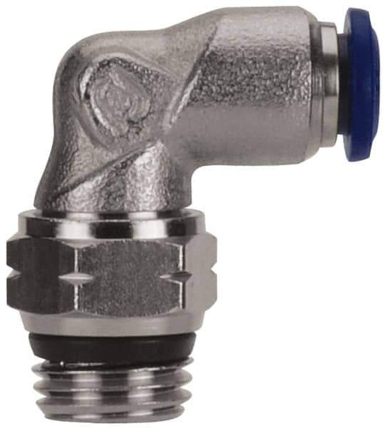 Value Collection - 1/2" Outside Diam, 1/4 Universal, Nickel Plated Brass Push-to-Connect Tube Male Swivel Elbow - 250 Max psi, Tube to Universal Thread Connection, Buna O-Ring - Exact Tool & Supply