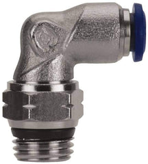 Value Collection - 1/8" Outside Diam, 1/4 Universal, Nickel Plated Brass Push-to-Connect Tube Male Swivel Elbow - 250 Max psi, Tube to Universal Thread Connection, Buna O-Ring - Exact Tool & Supply