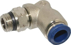 Value Collection - 3/8" Outside Diam, 1/4 Universal, Nickel Plated Brass Push-to-Connect Tube Male Swivel Elbow - 250 Max psi, Tube to Universal Thread Connection, Buna O-Ring - Exact Tool & Supply