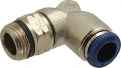 Value Collection - 3/8" Outside Diam, 3/8 Universal, Nickel Plated Brass Push-to-Connect Tube Male Swivel Elbow - 250 Max psi, Tube to Universal Thread Connection, Buna O-Ring - Exact Tool & Supply