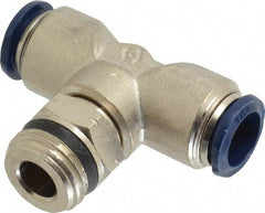 Value Collection - 1/2" Outside Diam, 1/2 Universal, Nickel Plated Brass Push-to-Connect Tube Male Swivel Branch Tee - 250 Max psi, Tube to Universal Thread Connection, Buna O-Ring - Exact Tool & Supply
