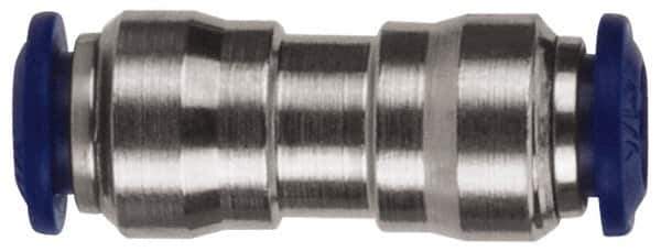 Value Collection - 3/8 x 1/2" Outside Diam, Nickel Plated Brass Push-to-Connect Tube Union - 250 Max psi, Tube to Tube Connection, Buna O-Ring - Exact Tool & Supply