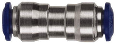 Value Collection - 3/8 x 1/2" Outside Diam, Nickel Plated Brass Push-to-Connect Tube Union - 250 Max psi, Tube to Tube Connection, Buna O-Ring - Exact Tool & Supply