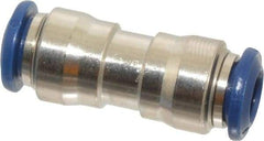 Value Collection - 1/4" Outside Diam, Nickel Plated Brass Push-to-Connect Tube Union - 250 Max psi, Tube to Tube Connection, Buna O-Ring - Exact Tool & Supply