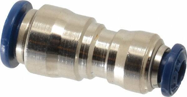 Value Collection - 1/4 x 5/32" Outside Diam, Nickel Plated Brass Push-to-Connect Tube Union - 250 Max psi, Tube to Tube Connection, Buna O-Ring - Exact Tool & Supply