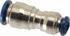 Value Collection - 1/4 x 5/32" Outside Diam, Nickel Plated Brass Push-to-Connect Tube Union - 250 Max psi, Tube to Tube Connection, Buna O-Ring - Exact Tool & Supply
