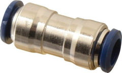 Value Collection - 3/8" Outside Diam, Nickel Plated Brass Push-to-Connect Tube Union - 250 Max psi, Tube to Tube Connection, Buna O-Ring - Exact Tool & Supply
