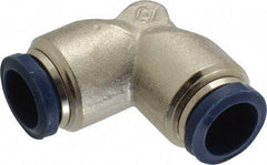 Value Collection - 1/2" Outside Diam, Nickel Plated Brass Push-to-Connect Tube Union Elbow - 250 Max psi, Tube to Tube Connection, Buna O-Ring - Exact Tool & Supply