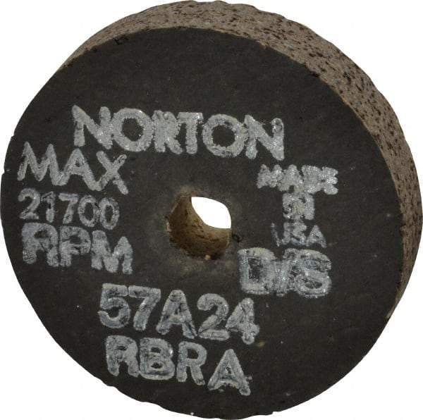 Norton - 2-1/2" Diam x 3/8" Hole x 1/2" Thick, R Hardness, 24 Grit Surface Grinding Wheel - Aluminum Oxide, Type 1, Very Coarse Grade, 21,700 Max RPM, No Recess - Exact Tool & Supply