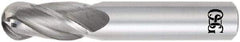 OSG - 31/64" Diam, 1" LOC, 4 Flute Solid Carbide Ball End Mill - TiAlN Finish, Single End, 3" OAL, 1/2" Shank Diam, Spiral Flute - Exact Tool & Supply