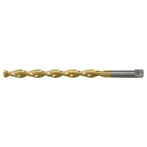 33/64 RHS / RHC HSS 135 Degree Notched Point Deep Hole Parabolic Taper Length Drill - TiN - Exact Tool & Supply