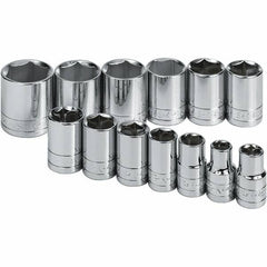 SK - 1/2" Drive Standard Socket Set - 7/16 to 1-1/4", Inch Measurement Standard - Exact Tool & Supply